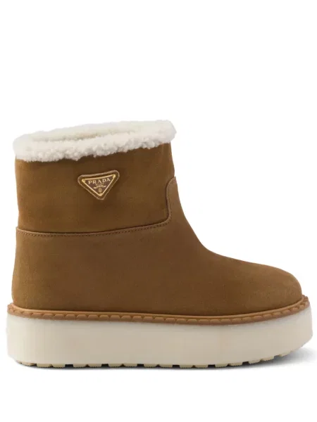 Botine Prada din piele de căprioară maro