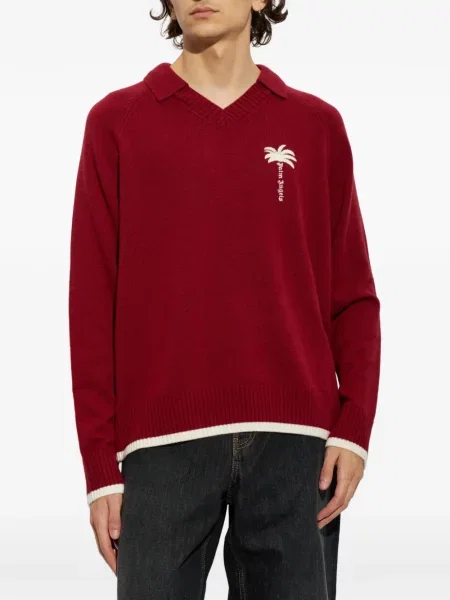 Pulover Palm Angels cu broderie roșu
