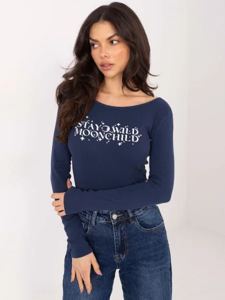 Блуза Factory Price с дълъг ръкав синьо