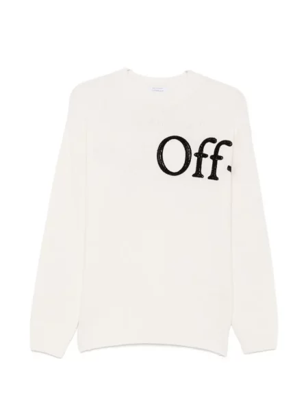 Pulover Off-white cu autograf alb