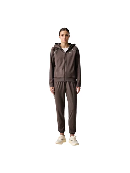 Dres Under Armour Rival Tricot Tracksuit HD peppercorn/white brązowy