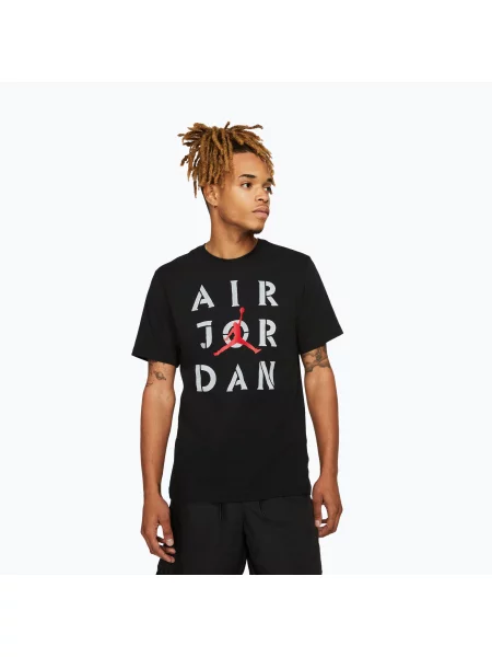 Tricou pentru bărbați Nike Jordan Graphic black/white/gum red alb