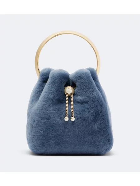 Geantă Jimmy Choo din piele de oaie albastru