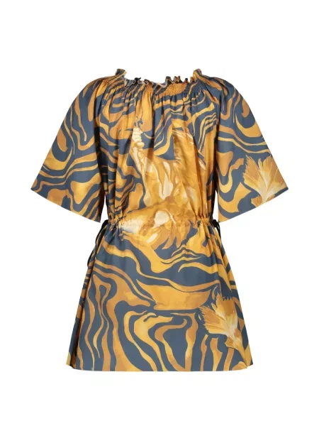 Rochie mini Alberta Ferretti cu imagine cu imprimeu abstract cu cordon galben