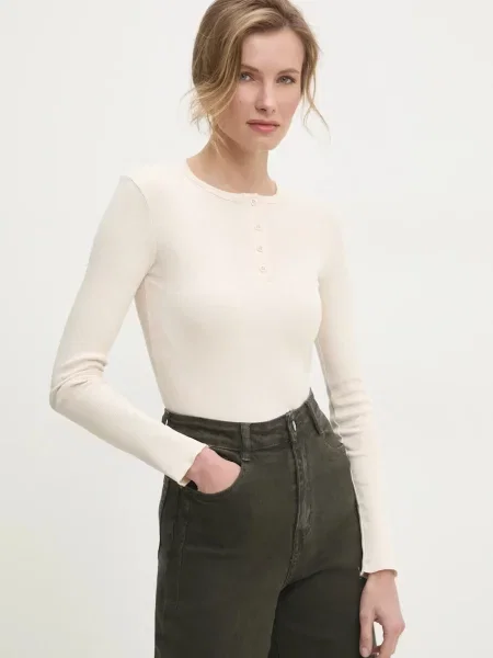 Блуза с дълги ръкави Answear Lab бежово