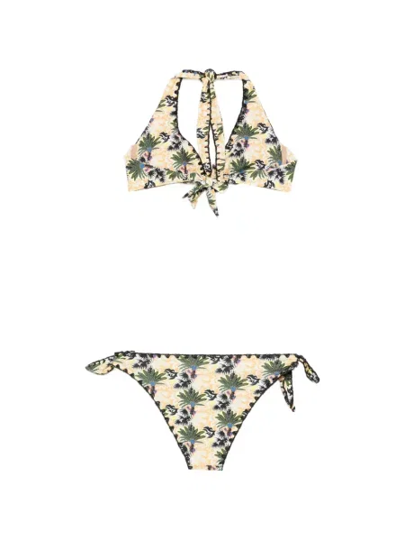 Bikini Anjuna cu imagine cu gât halter galben