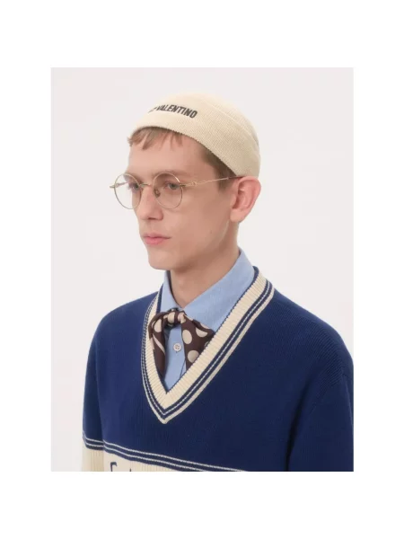 Lniana czapka Valentino Garavani beżowa