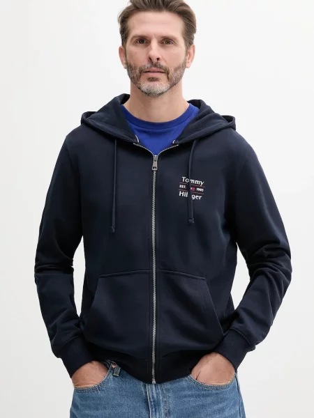 Суичър с качулка Tommy Hilfiger с качулка тъмносиньо