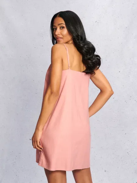 Класична мінісукня з віскозою та домішкою льону пильно-рожевий рожева