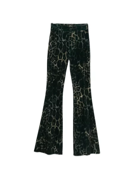 Pantaloni Just Cavalli de catifea cu imagine cu model leopard verde