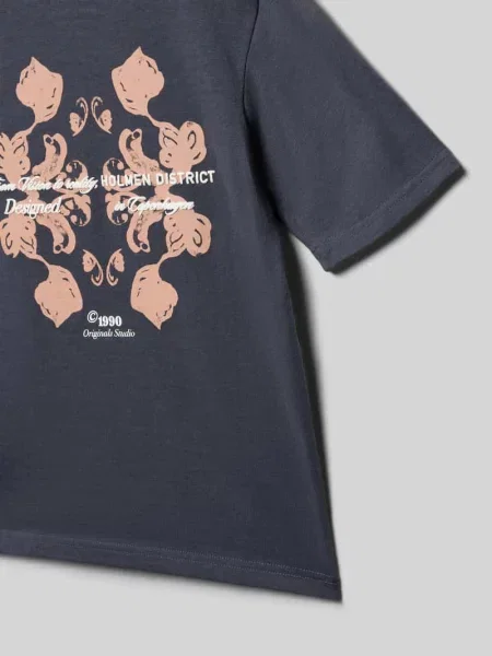 T-shirt z nadrukiem z motywem z tyłu model MONTAUK' Jack & Jones granatowa