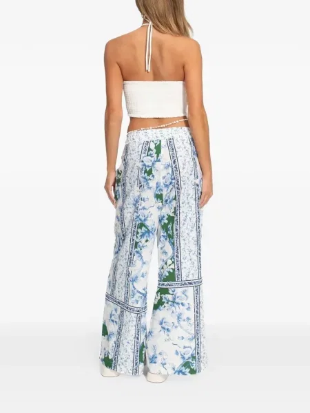 Top Agua Bendita cu model floral alb