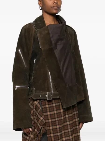 Kurtka Rick Owens asymetryczna biker brązowa