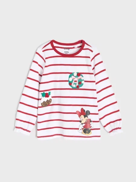Sinsay tričko s vánočním motivem Minnie Mouse krémová