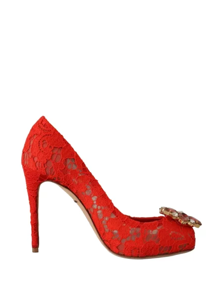 Pantofi cu toc Dolce & Gabbana din dantelă roșu