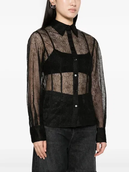 Cămașă Helmut Lang transparente plasă negru