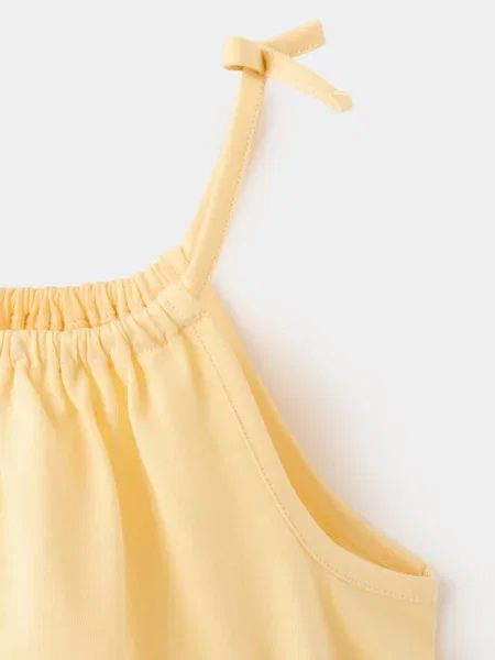 Koszulka ze wstążkami pastelowy Dzieci lata MANGO KIDS żółty