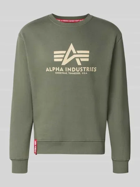 Bluza z nadrukiem z logo Alpha Industries oliwkowa