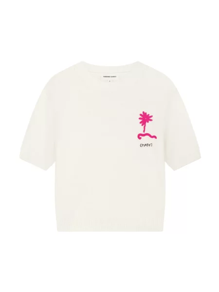 Sweter Fabienne Chapot z krótkim rękawem beżowy