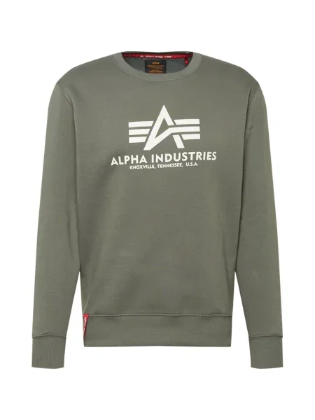 ALPHA INDUSTRIES Tréning póló Basic jáde / piszkosfehér