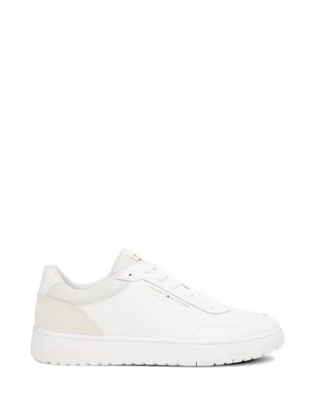 Sneakerși Tommy Hilfiger cu șireturi din dantelă alb