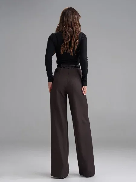 Штани класичні ISSA Plus темно-коричневий комбінований верх коричневі