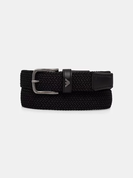 Emporio Armani curea împletită pentru bărbați negru