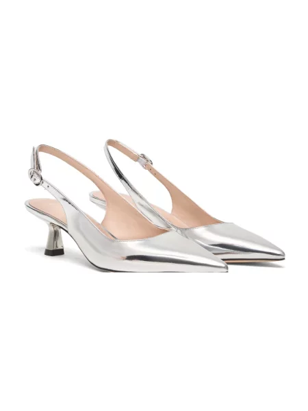 Czółenka Stuart Weitzman skórzana z otwartą piętą szara