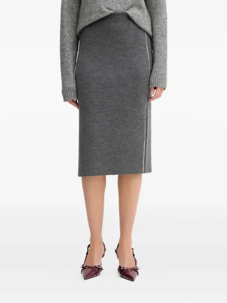 Fustă midi Simona Corsellini până la genunchi gri