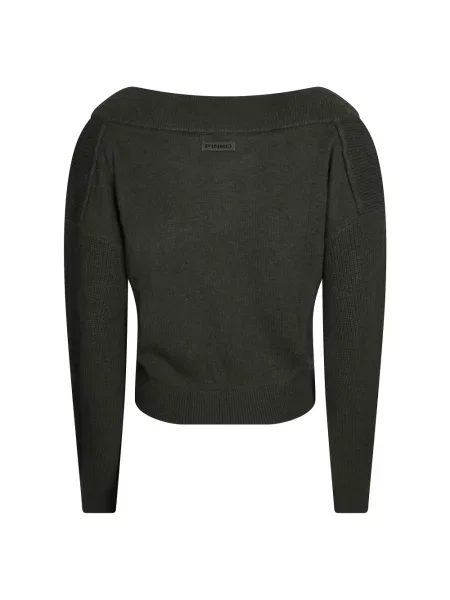 Sweter Pinko z dekoltem w serek zielony