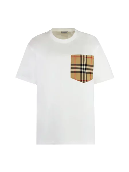 Koszulka Burberry żakardowa w kratkę biała