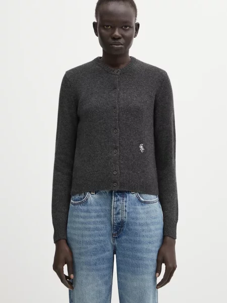 Sporty & Rich cardigan din lână SRC Cashmere light gri