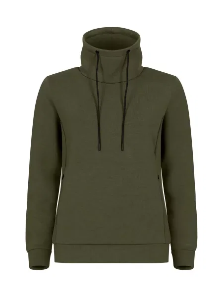 Clique Hobart bluza z wysokim kołnierzem z tkaniny air-layer – Fog green zielona