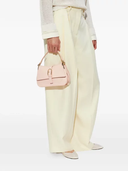 Кожена мини чантичка Furla с катарама розово