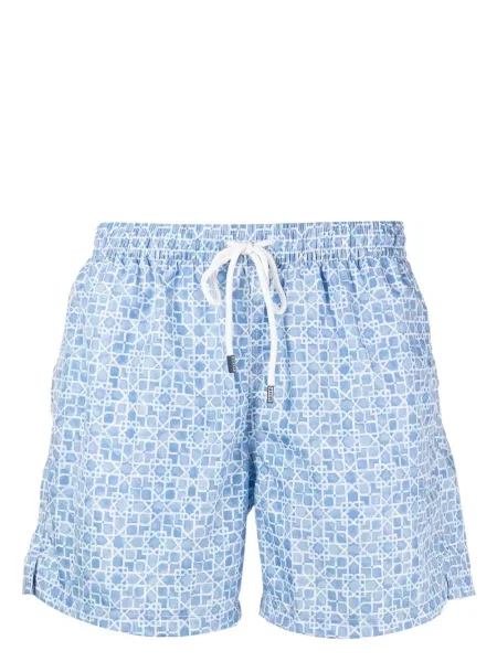 Slip de baie Fedeli cu imagine cu imprimeu geometric albastru