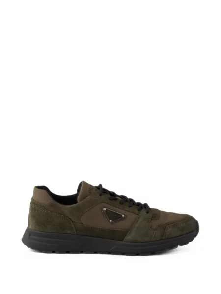 Sneakerși Prada din piele de căprioară verde