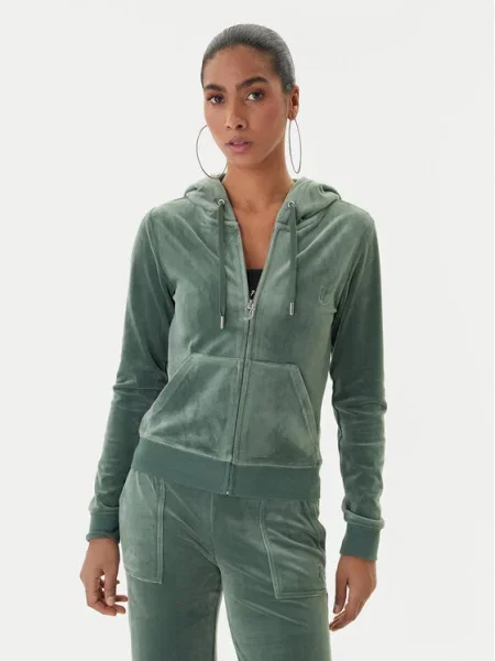 Суичър с качулка Juicy Couture с качулка синьо