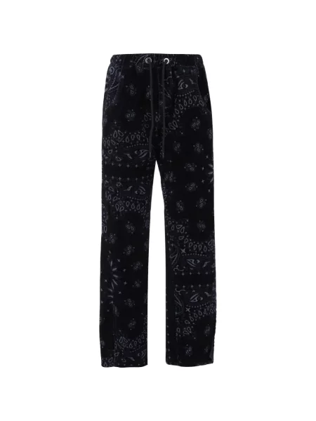 Pantaloni Don't @ Me de catifea cord cu model paisley negru