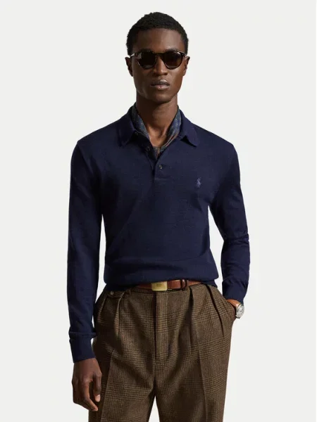 POLO RALPH LAUREN Gyapjú tenisz póló kék