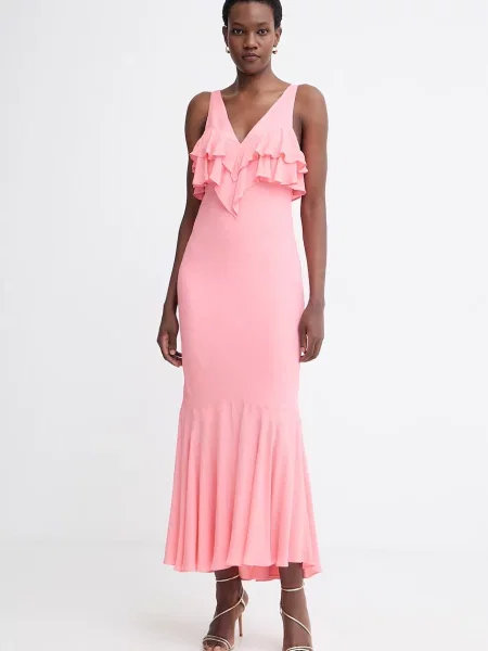 Twinset rochie de vară din vâscoză roz