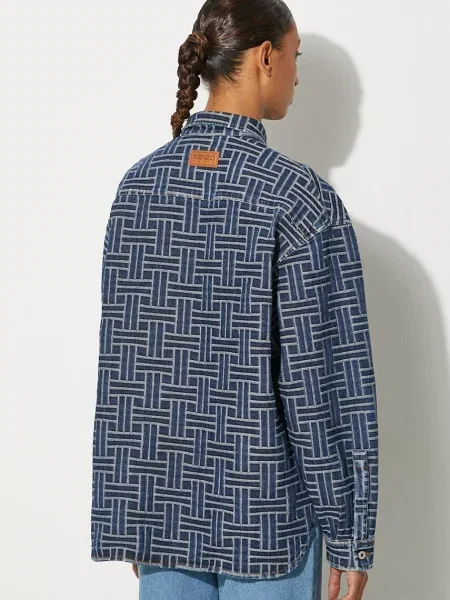 Kenzo camasa jeans Dropped Shoulders Shirt albastru
