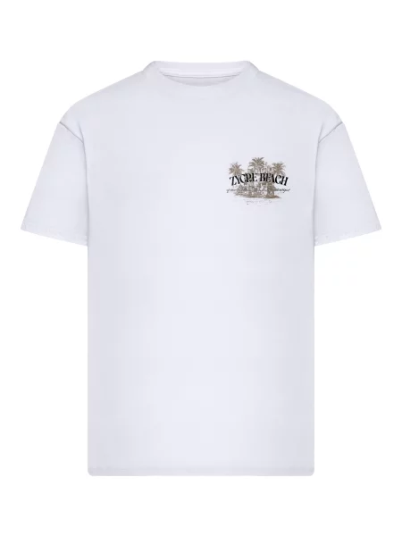 Mister Tee Tricou Zycre Beach maro deschis / verde / negru alb