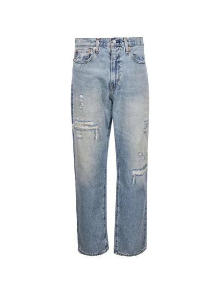 Decupat blugi drepți Levi's® zdrențuiți conici albastru
