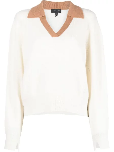 Gulerat pulover Rag & Bone din cașmir alb