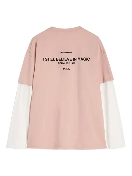 Μπλούζα Jil Sander με στρογγυλή λαιμόκοψη ροζ