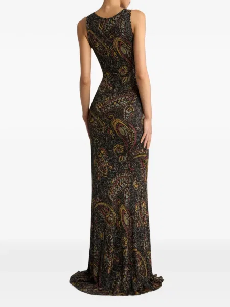 Lung rochie Etro cu model floral negru