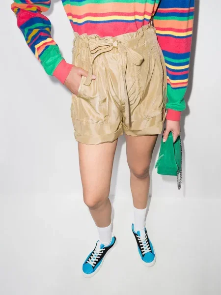 Haftowane jedwabne szorty Polo Ralph Lauren pomarańczowe