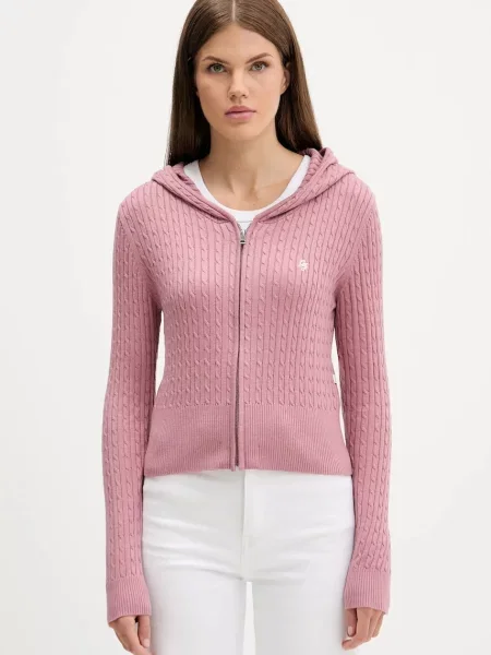 Жилетка с коприна Guess Jeans дамска от лека материя розово