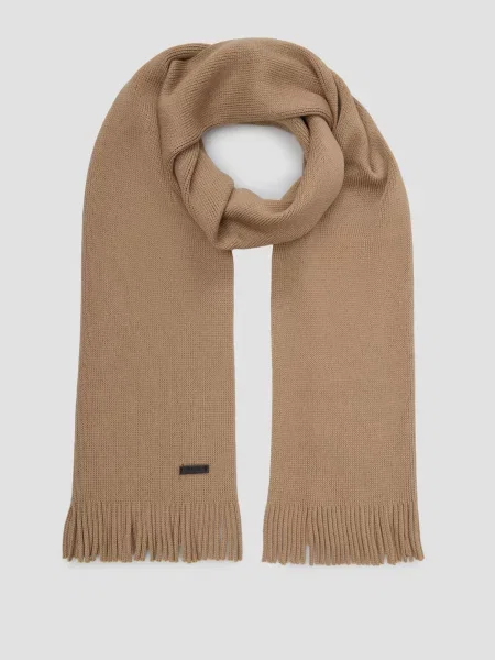 Вовняний шарф Boss бежевий
