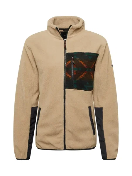 Iriedaily Jachetă fleece Wonderer Track maro cămilă / verde petrol / portocaliu homar negru